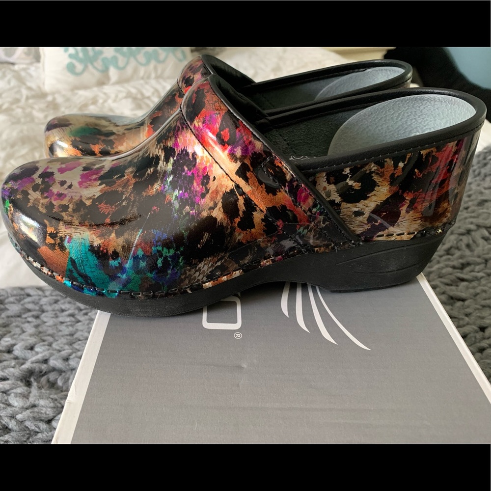 Leopard dankso clogs- new in box!